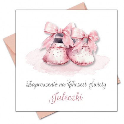 Chrzest Święty - różowe buciki