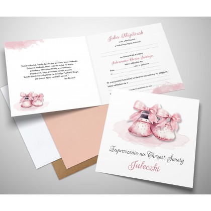 Chrzest Święty - różowe buciki