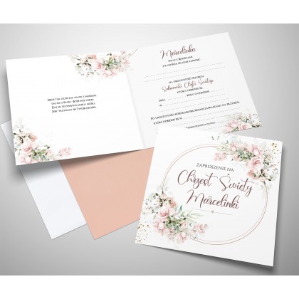 Chrzest Święty - różowe kwiaty