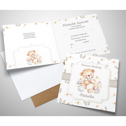 Pierwsze urodziny, roczek, boho, miś.