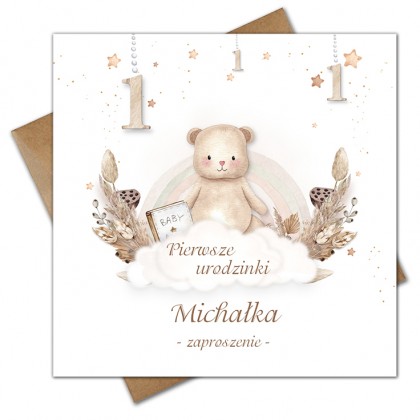 Pierwsze urodziny, roczek, z misiem, miś.