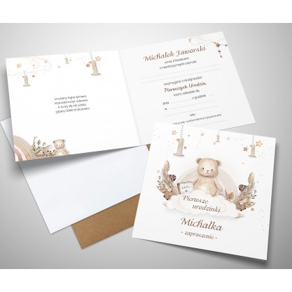 Pierwsze urodziny, roczek, z misiem, miś.