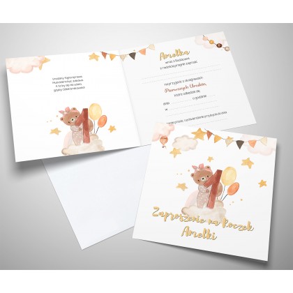 Pierwsze urodziny, roczek, miś z jedynką.