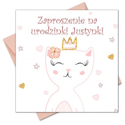 Zaproszenia na urodziny, kotek.