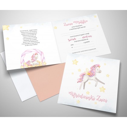 Zaproszenia na urodziny, jednorożec.