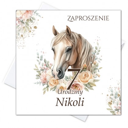 Zaproszenia na urodziny (1-99 lat), Piękny koń