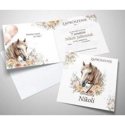 Zaproszenia na urodziny (1-99 lat), Piękny koń