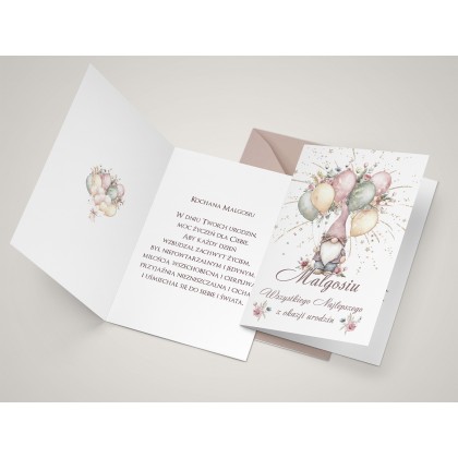 Karnet na urodziny z życzeniami