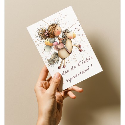 Kartka na urodziny - Pędzę z życzeniami