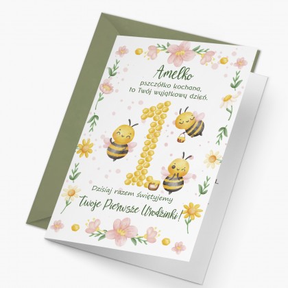 Kartka na 1 urodziny z życzeniami