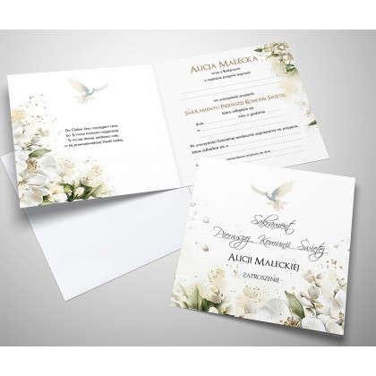 Komunia - Gołąb i kwiaty